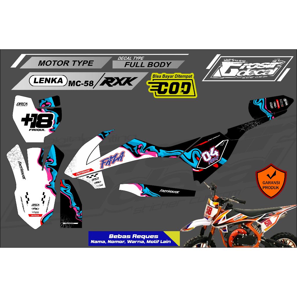 Sticker Decal Sticker Mini trail LENKA/RXK/PCMOTO/MINIMOTO 50cc Full ...