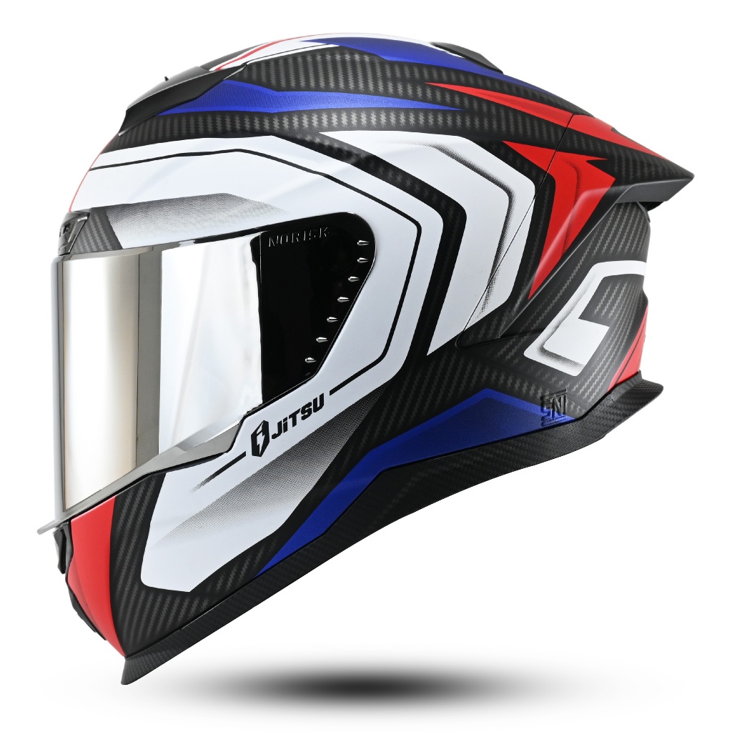 JITSU AIR 1 Helm Full Face Terbaru Motif Robotic 4.0 SNI Flat Visor Silver Blue - Gambar 2
