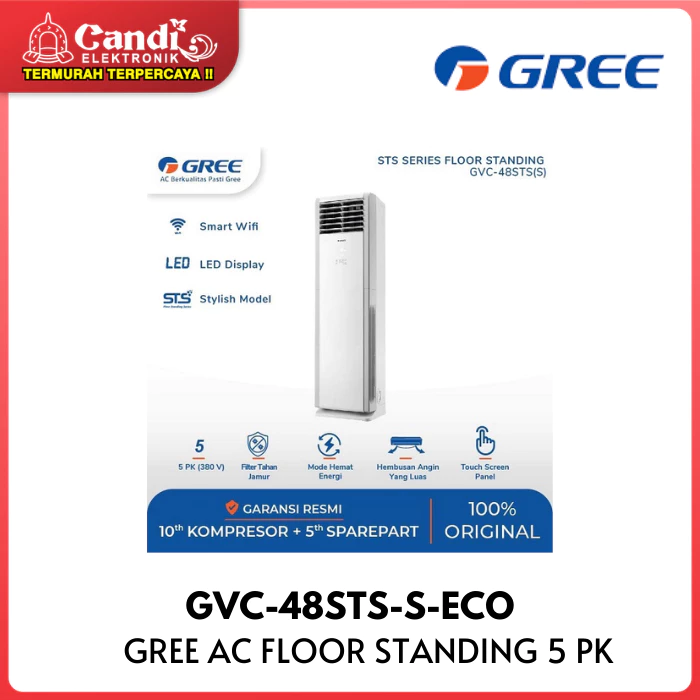 AC FLOOR STANDING GREE GVC-48STS-S 5PK ECO 3 PHASE GVC48STSSECO GVC 48STSSECO AIR CONDITIONER - Gambar 3