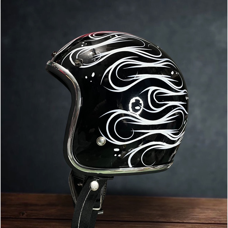Slimhead 500TX Crazy Riot Flames Chopper Bobber Helmet Shopee Singapore