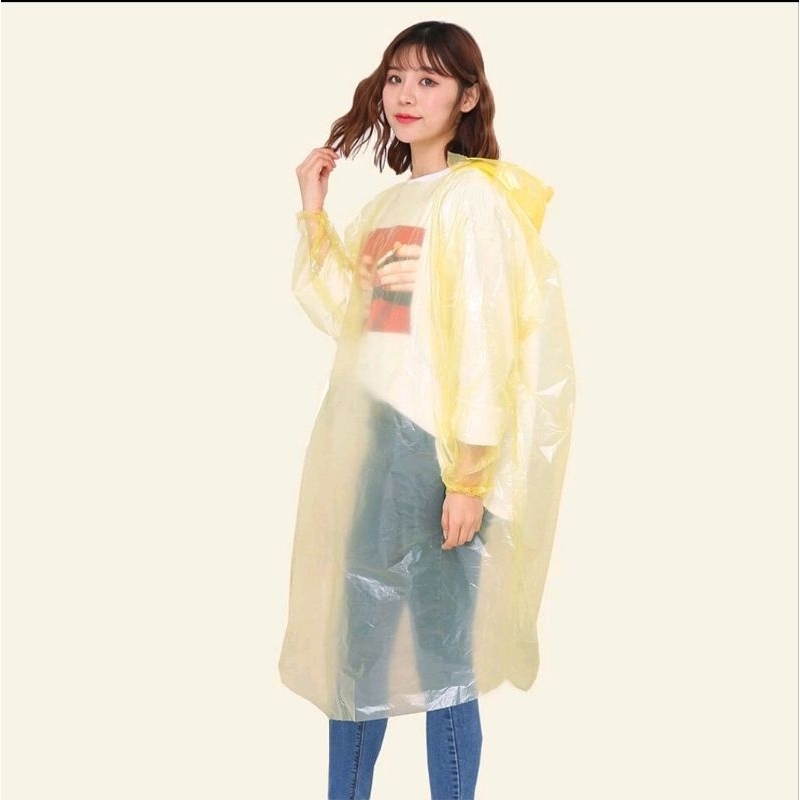 1PCS Jas Hujan Plastik Mantel Kresek Warna Transparan Rain Coat Disposable Sekali Pakai Poncho A139 - Gambar 3