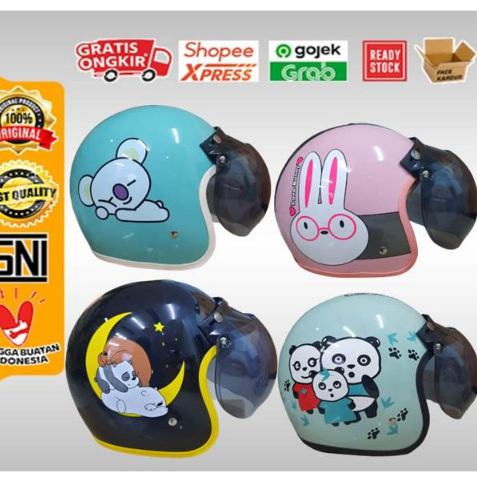 Helm Anak ANT Mini Posh - Mini Junior Varian Motif Random + Kaca Helm