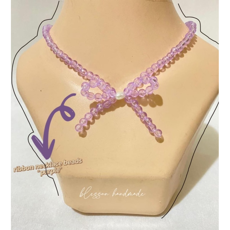 Purple on sale ribbon necklace