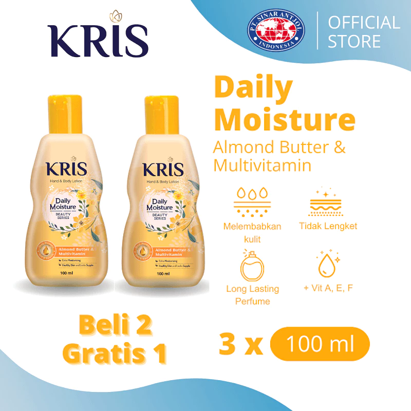 Beli 2 Gratis 1 Kris Handbody Lotion Multivitamin Daily Moisture Yellow 100ML