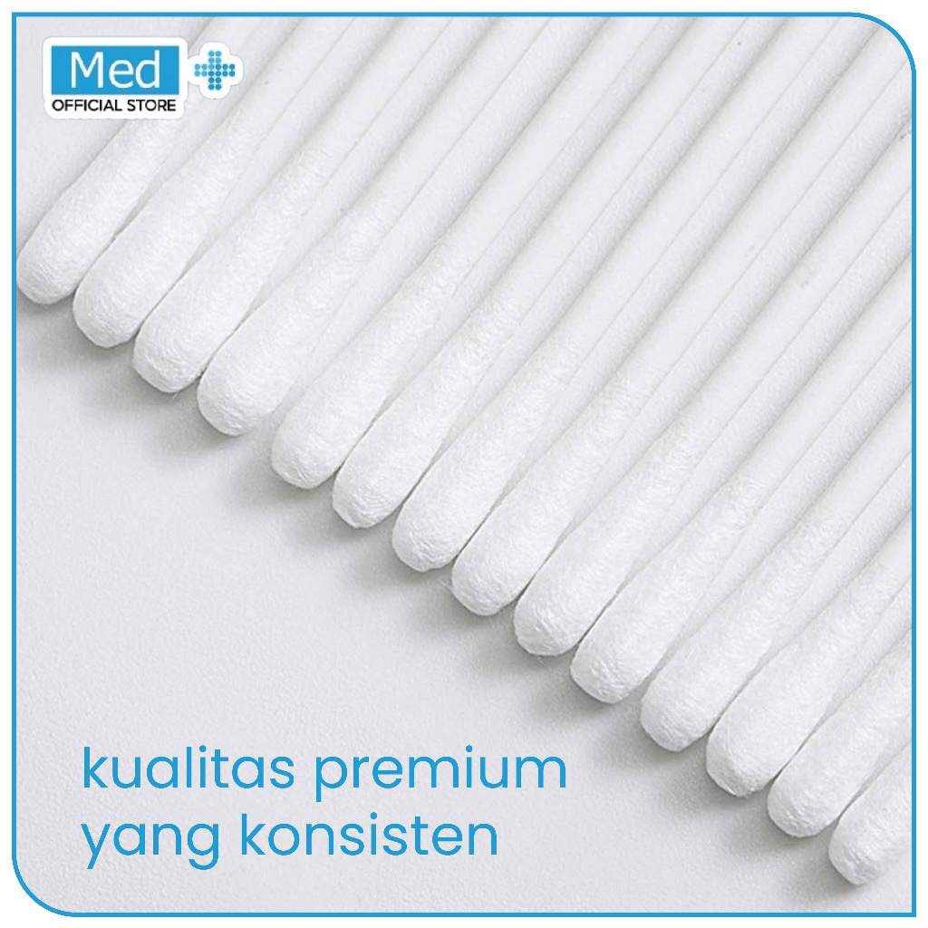 Med+ Cotton Bud Korek Kuping Kapas isi 100pcs Dewasa / Baby Anak Kecil - Gambar 2