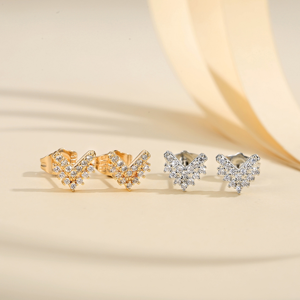 Gold plated diamond deals stud earrings