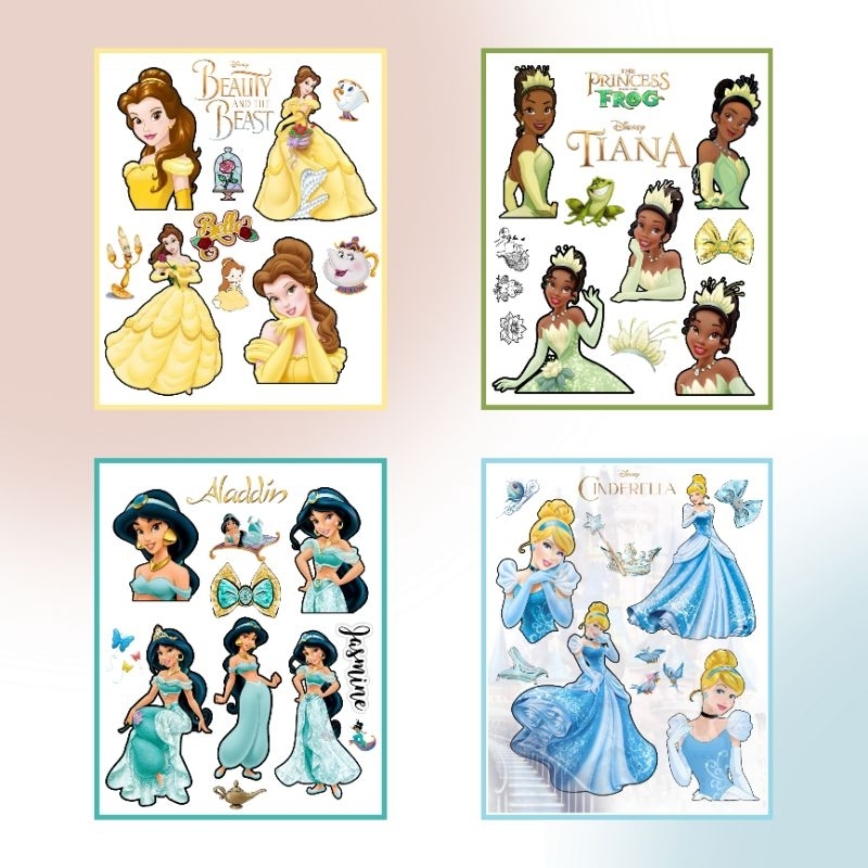 Disney Princess Tiana Jasmine Cinderella Belle Sticker Set | Shopee ...