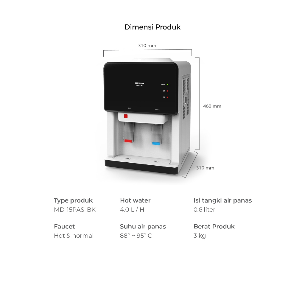 Maspion Dispenser Portable Hot and Normal MD-15 PAS - Gambar 2