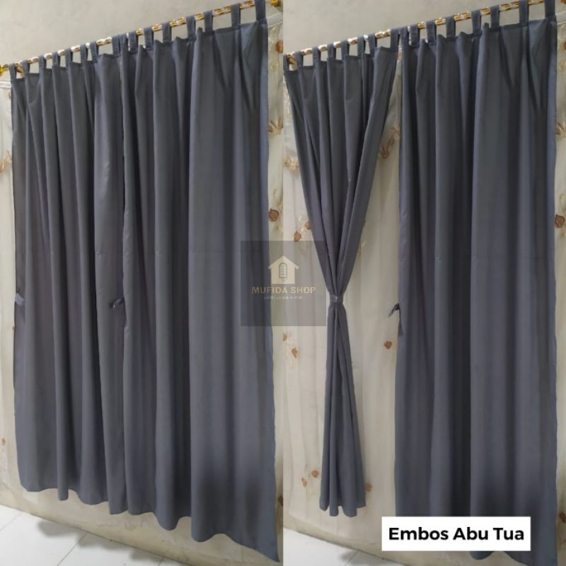 HIJAU Curtains Door Curtains Window Curtains Plain Adhesive Embossed ...