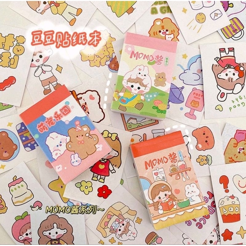 1SET Stiker Buku Kecil Mini Isi 24 Lembar Sticker Scrap Book Tempel Karakter Lucu Peralatan Sekolah Anak Tempelan Hiasan A183 - Gambar 4