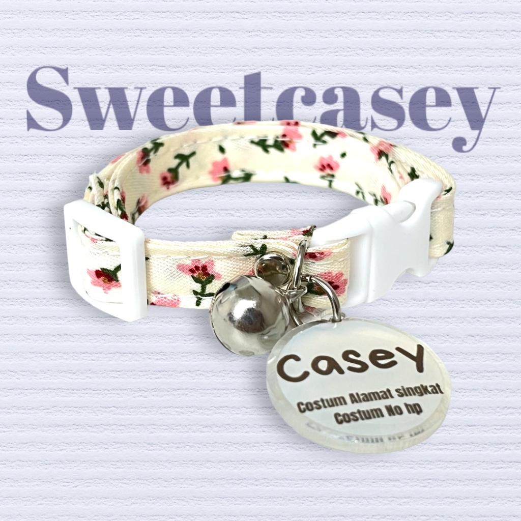 FLOWERS CAT NECKLACE FREE NAME/KALUNG KUCING CUSTOM NAMA
