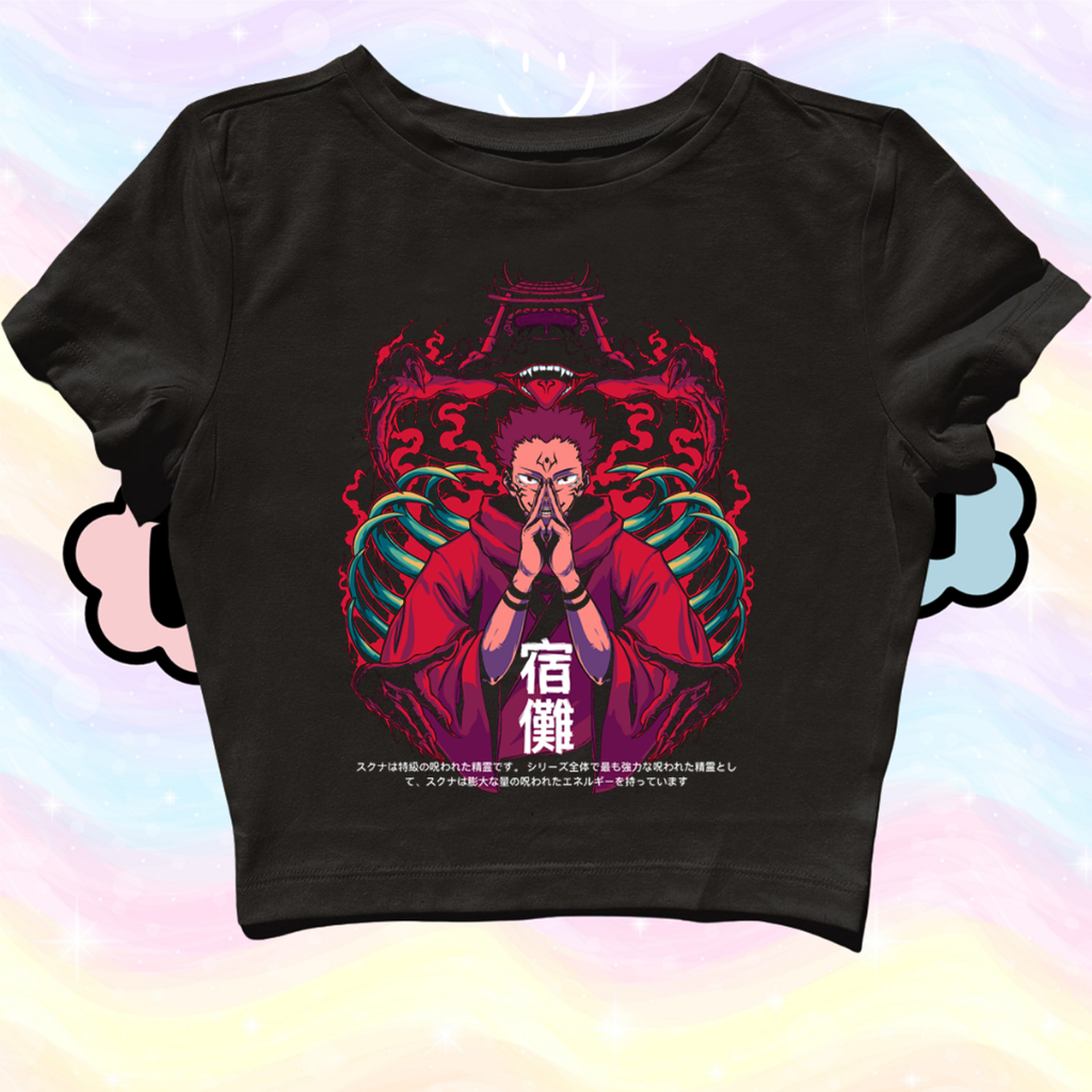 Starperson | Crop TOP ANIME JUJUTSU KAISEN RYOMEN SUKUNA | Grunge | Y2k |  Metal | Vintage | Anime | Band | Kpop | Rock | Streetwear | Croptop | Crop  TEE | Slim FIT | Aesthetic | Cotton COMBED 24S | Adult Women Children |  Shopee Singapore