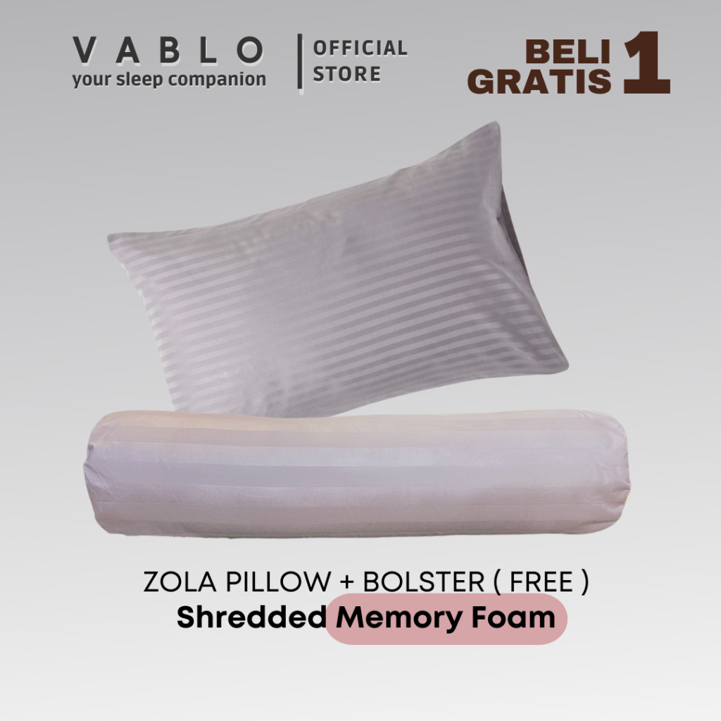 Vablo Zola BUY 1 GET 1 Bantal BONUS Guling memory foam - cover premium microtencel - adem dan cooling di kulit - Gambar 3