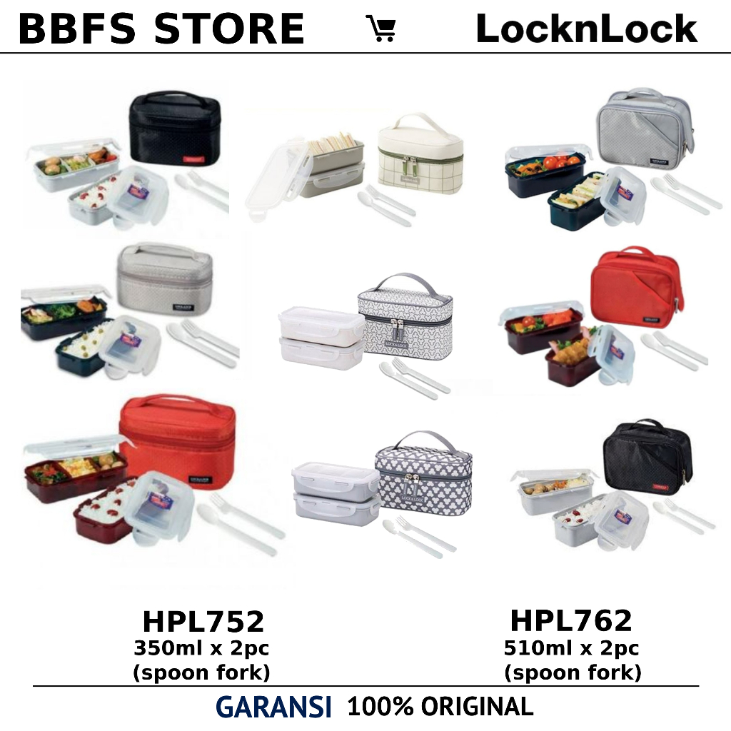 Lock n Lock lunch Box 2pcs with Bag Spoon Fork Set Aesthetic lunch Box LocknLock HPL752 HPL762 Shopee Singapore