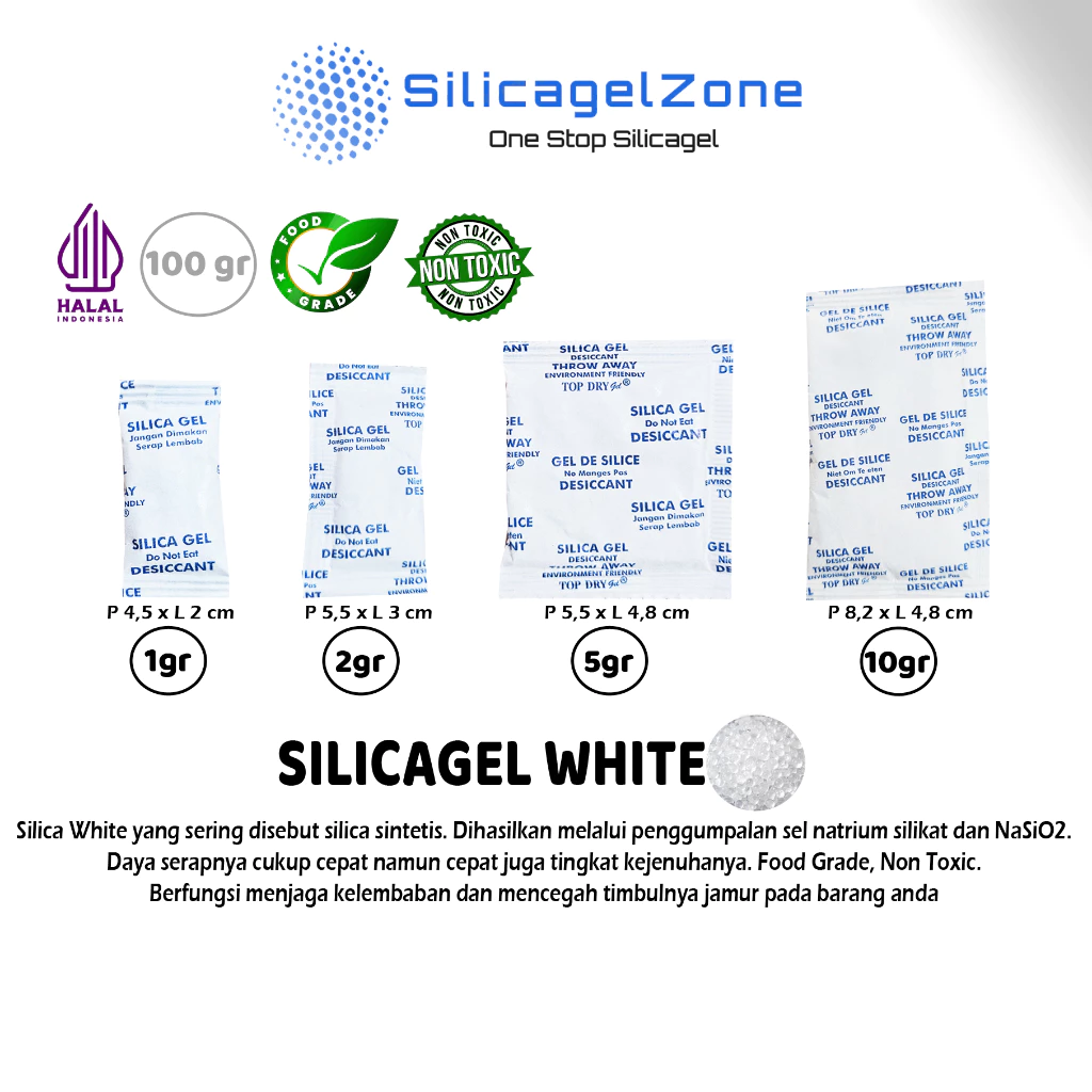 Silica Gel White / Silika Gel Putih 100 gram High Quality TERMURAH