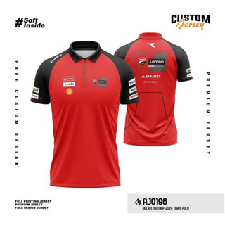 Ducati MotoGP 2024 Team Jersey Shirt With Zipper Collar Fullprint ...