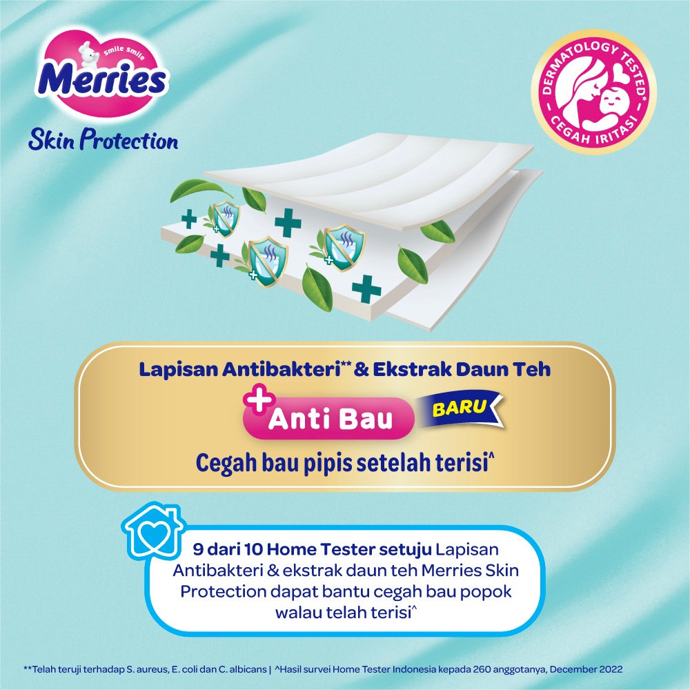 Merries Skin Protection Popok bayi Celana S 34 - Perlengkapan Bayi Dengan Ekstrak Daun Teh Alami - Gambar 2