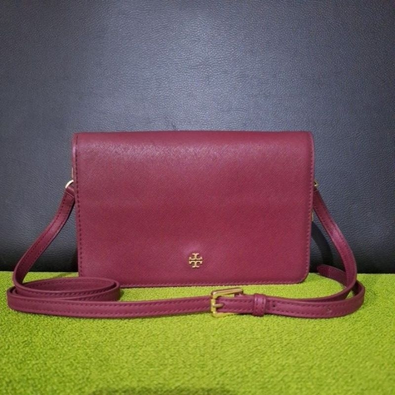 T0ry Burch Emerson Combo Crossbody Saffiano Leather Shopee Singapore