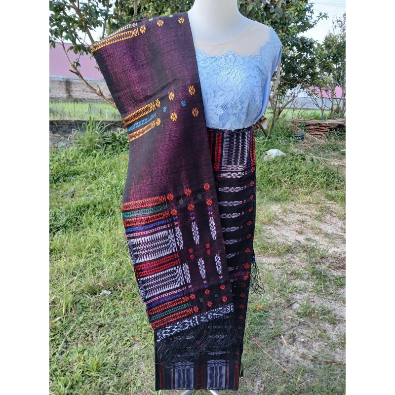 MERAH Original SONGKET BATAK Hand Woven Sogan Maroon SONGKET Spots ...