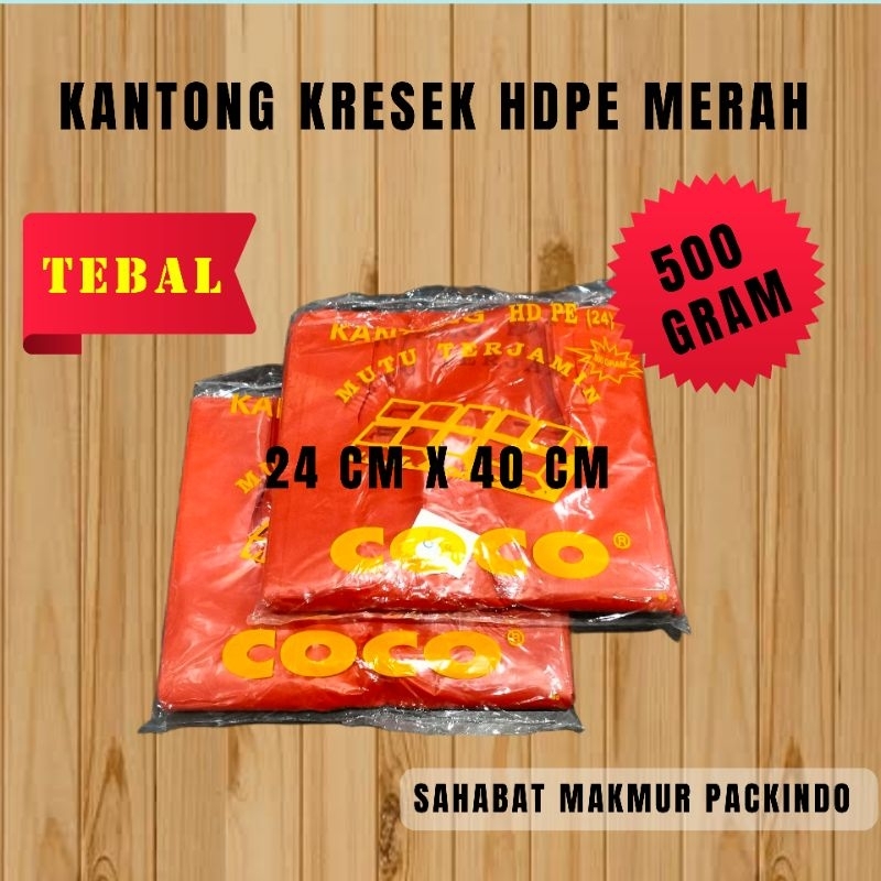 MERAH COCO Thick Red HDPE Plastic Bag SIZE 24cm x 40cm | Shopee Singapore