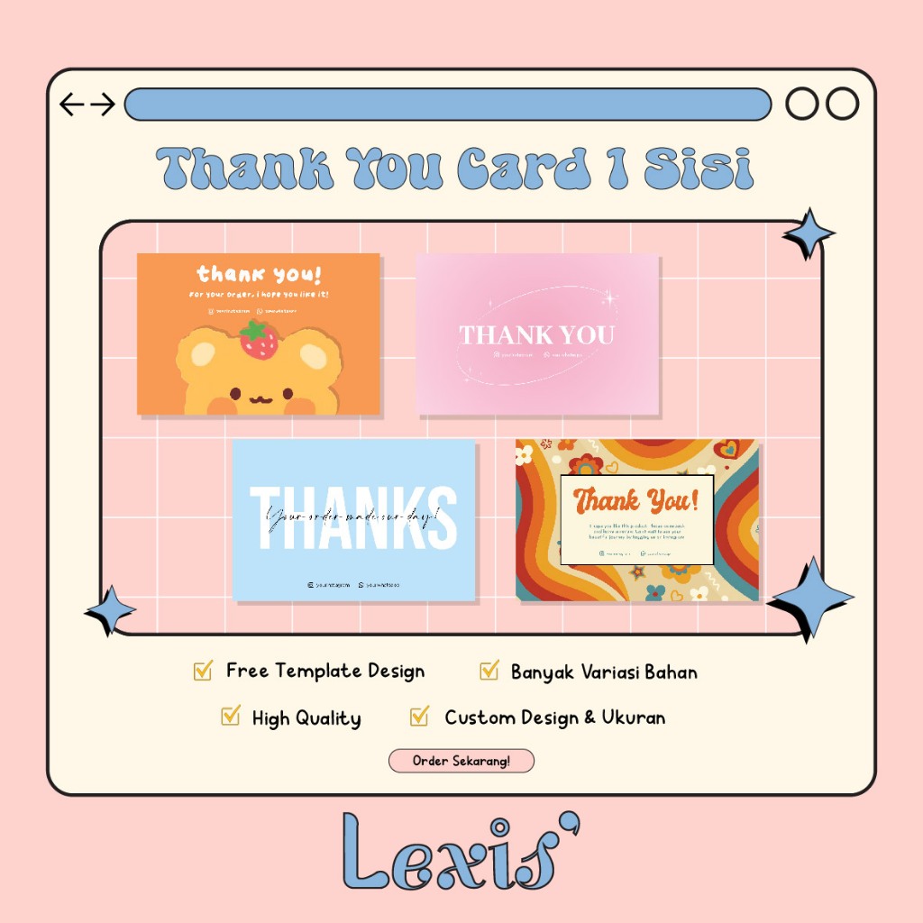 Thank You card / Hampers card / Souvenir card / Thankyou card / Thank ...
