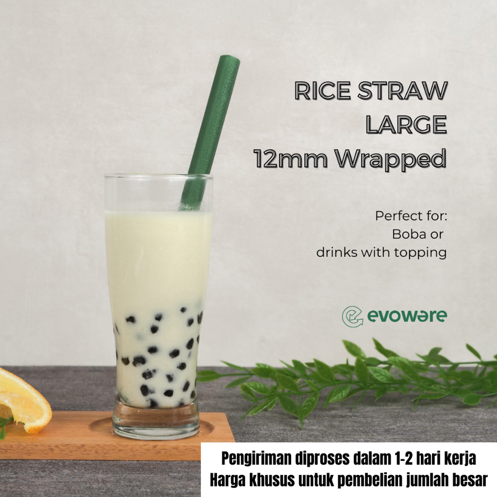 [50 Pcs] Edible Rice Straw 12 mm (Edible Eco-Friendly Rice Straw ...