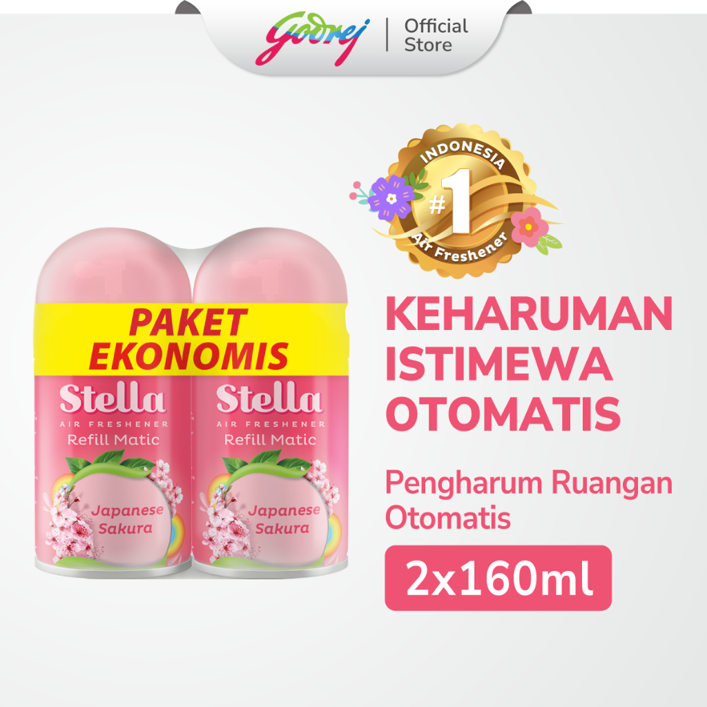 Stella Refill Matic Japanese Sakura 2x 160ml Paket Ekonomis - Pengharum Ruangan Otomatis