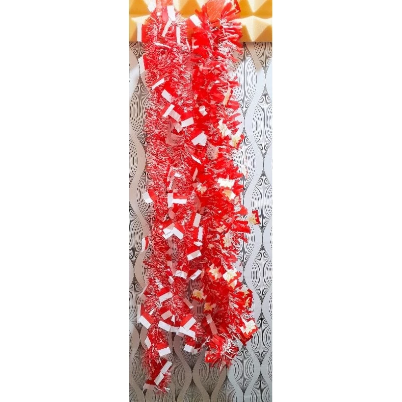 Sliger Tinsel Merah Putih Hiasan 17 agustusan Sliger Tinsel Rumbai Hiasan Bendera Merah Putih Isi 1pcs