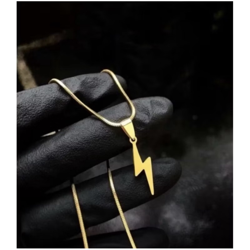 NEWEST TITANIUM CHAIN NECKLACE FOR MEN, LIGHTNING PENDANT, ANTI