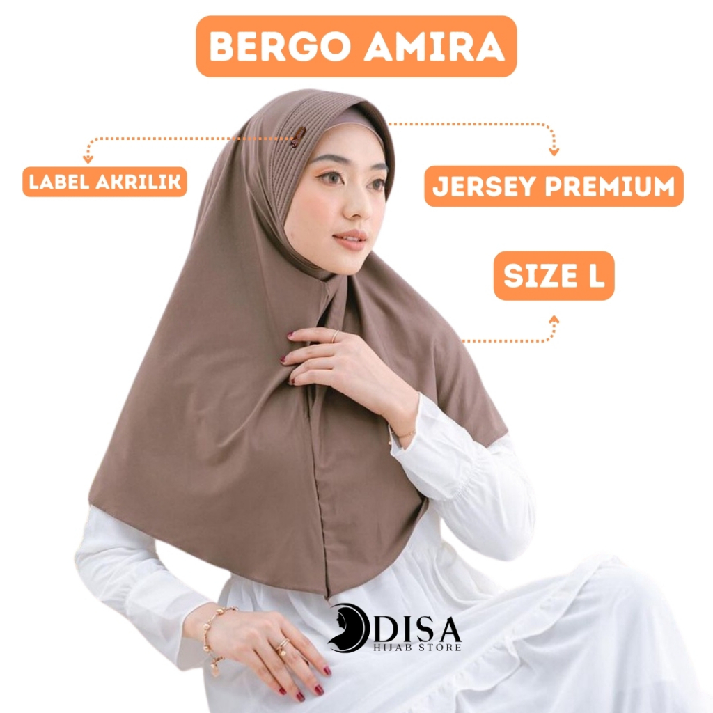 Disa Hijab - PREMIUM Bergo Amira Jersey L Label By Disaa