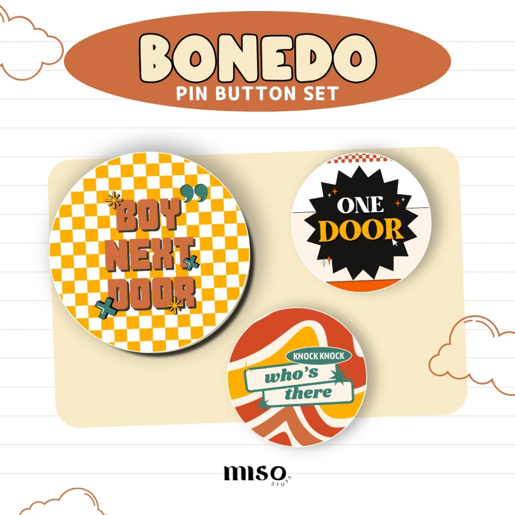 Bonedo Boy Next Door Pin Button Set/Bonedo Boy Next Door Pin Button ...
