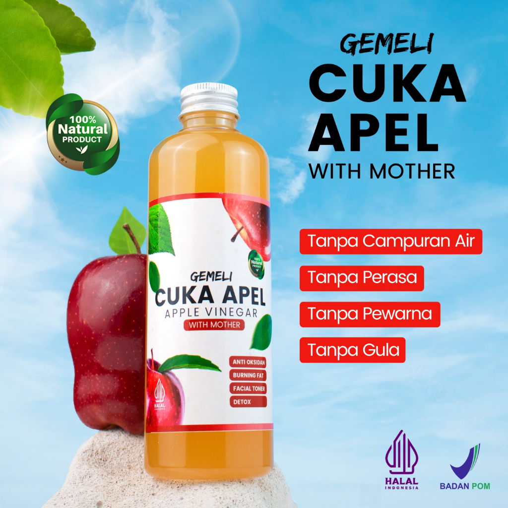 Cuka Apel Gemeli Original 1000ml With Mother Premium - Gambar 4