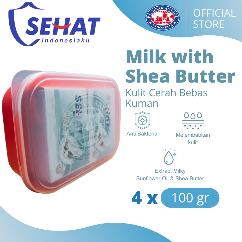 4 Pcs - SEHAT MILKY FRESH MILK BLACK 100GR SHEA BUTTER - Sabun Mandi Batang Susu GRATIS LUNCH BOX MERAH - Gambar 3