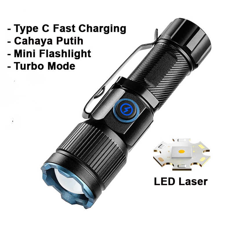Senter Mini LED Putih 800 Lumens Magnet Type-C