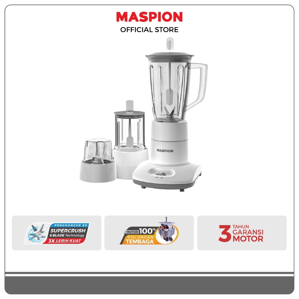 Maspion Pelumat Blender with Wet Miller and Dry Miller 1 Liter MT-1263 GL