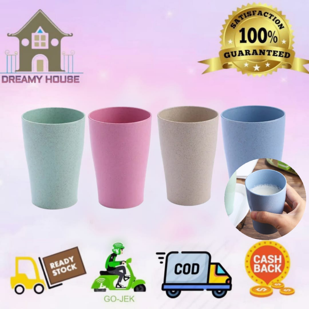 Dreamyhouse Gelas Jerami Gandum / Cangkir Plastik Warna Warni Wheat Cup