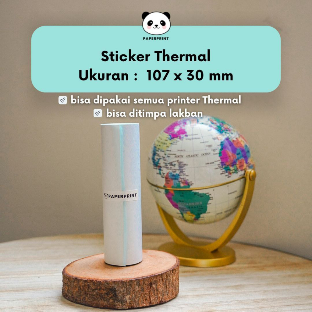 PUTIH White thermal sticker 107MM Receipt sticker Continuous A9S MAX A4 ...