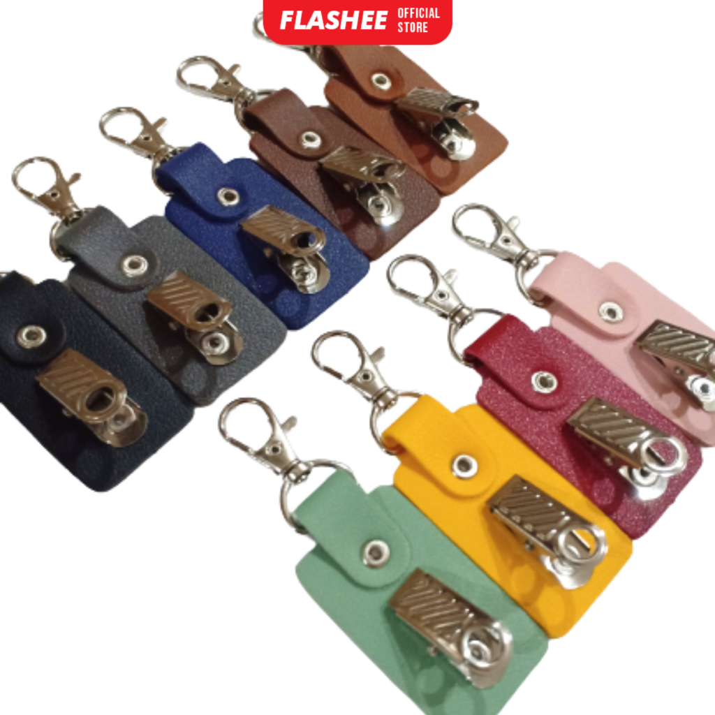 Flashee Clamp For Id Card Lanyard Hang Tag Clip Model PU Leather Name ...