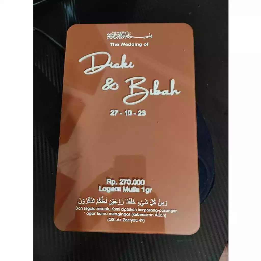 Akrilik Brush Persegi Custom Nama Mahar Hiasan - Gambar 2