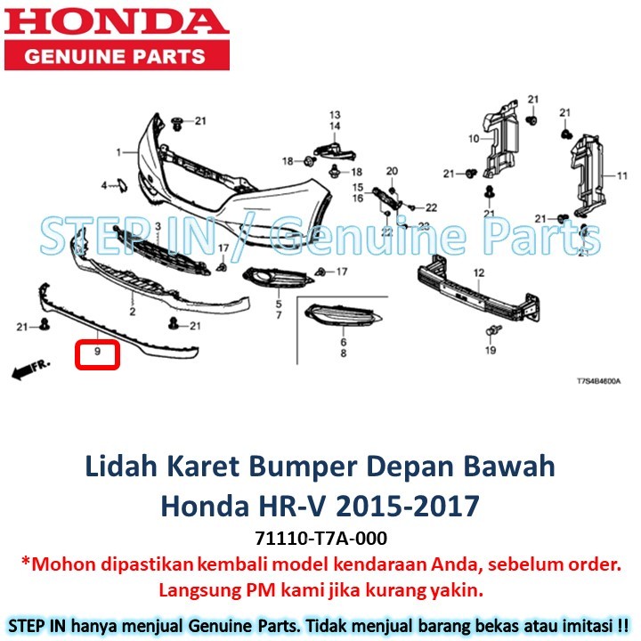 Rubber Tongue Bumper Front Bottom Bumper Honda HRV HRV 2015 2016 2017