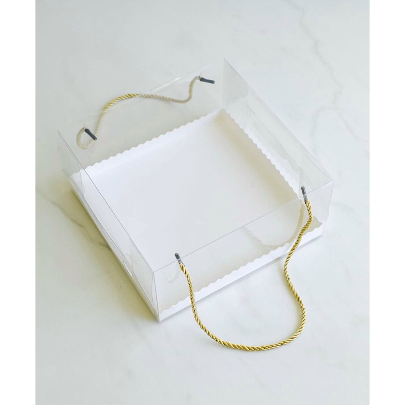 Transparent Mica Box with Rope Handle, 10cm High, Mica Box, Rice Cake ...
