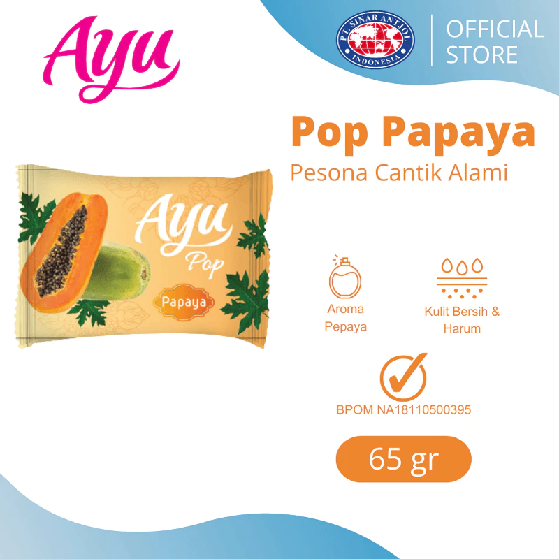 Ayu Pop 65gr Sabun Mandi Batang - Beauty Bar Soap Pepaya