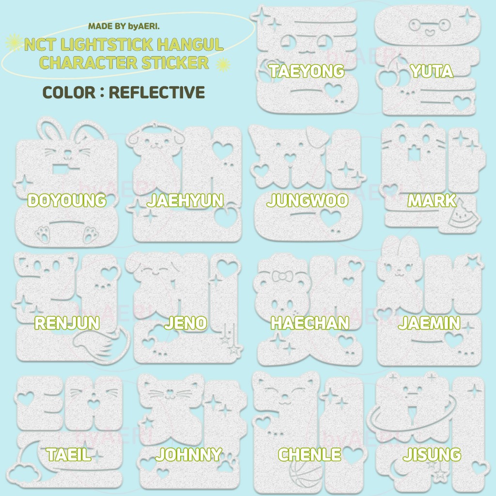 LCT HANGUL CHARACTER LIGHTSTICK DECO STICKER REFLECTIVE HOLOGRAM ...