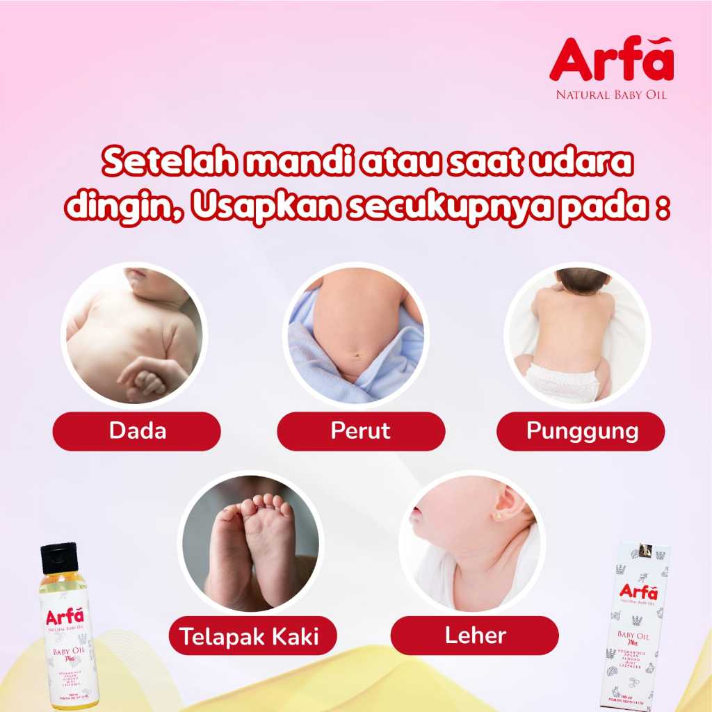 ARFA BABY OIL 2 Botol - Minyak Telon Alami Bayi & Anak / HALAL & BPOM - Gambar 4