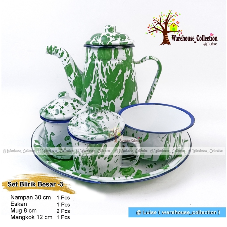 Tokosenja21 Set Teko Dan Mug / Teko Set Eskan + Mug 9Cm / Set Eskan Blirik / Teko Dan Cangkir Set - Gambar 4
