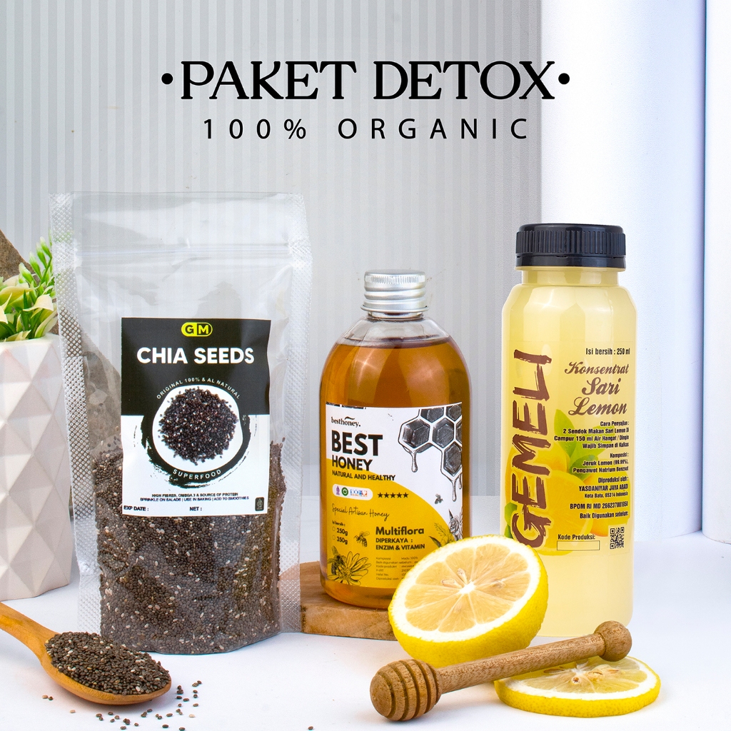 Sari Lemon Original 250ml Madu Multiflora 350gr Chiaseed Premium 100gr - Diet Detoks - Gambar 3