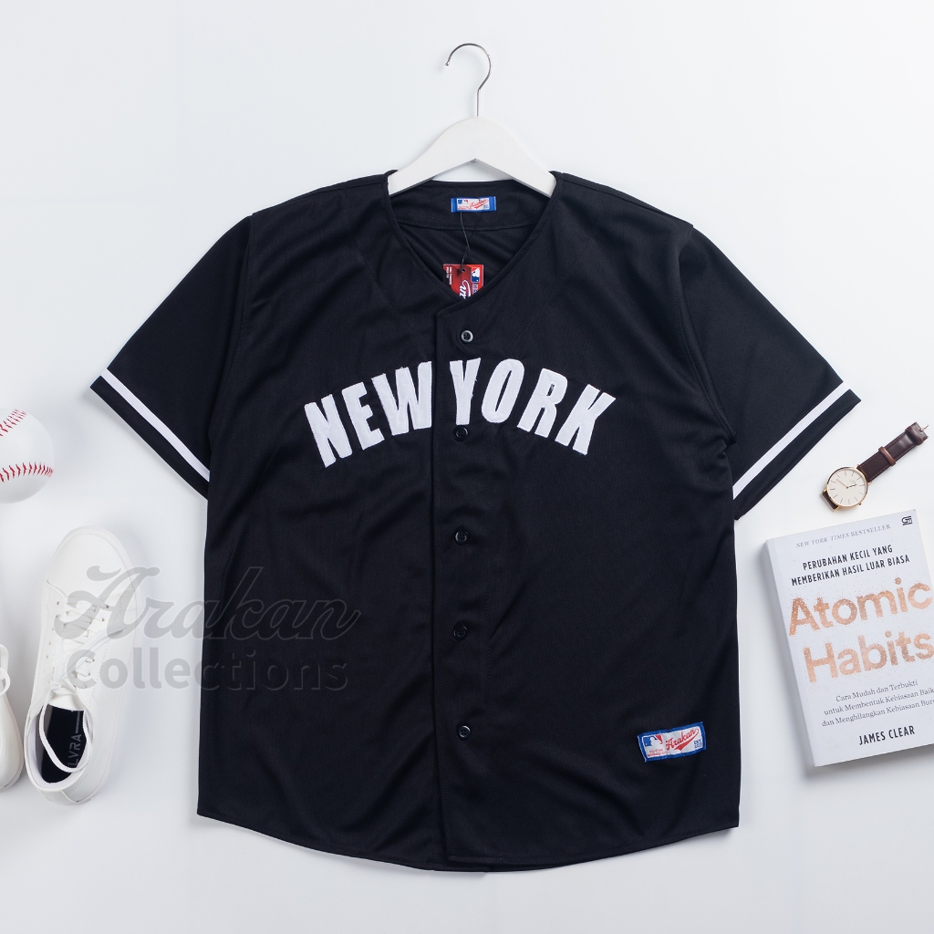 HITAM Premium Black NEW YORK jersey T Shirt baseball Shirt unisex