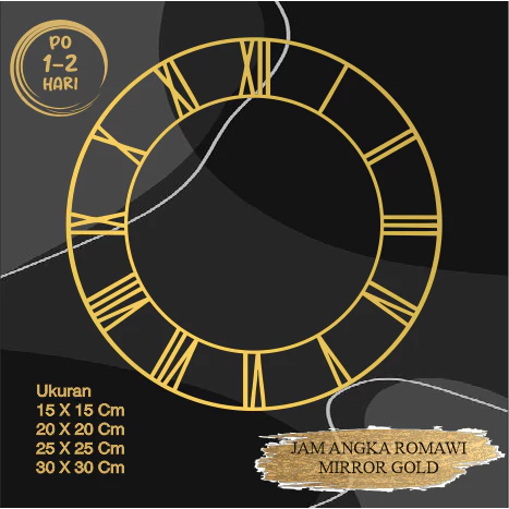 ANGKA JAM ROMAWI Akrilik Mirror Gold Dekorasi Mahar (UKURAN NBESAR) - Gambar 2