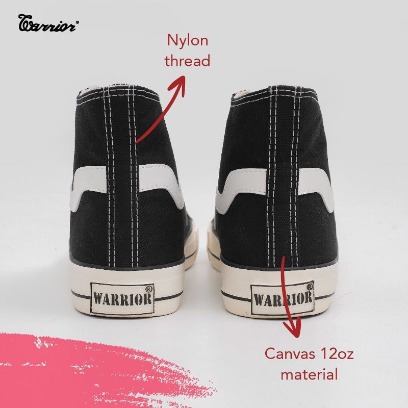 Warrior Hector Black White HC - Sepatu Sekolah Warrior Tinggi - Gambar 4