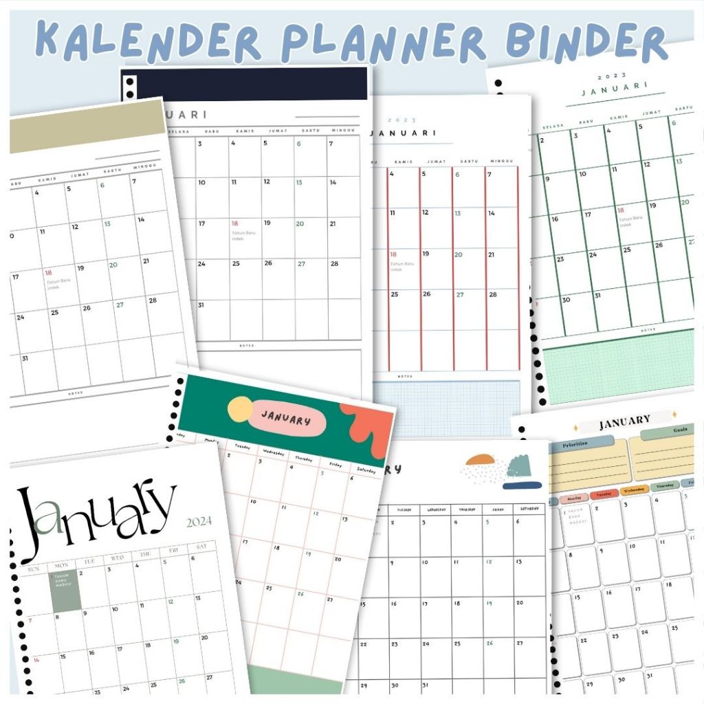 Calendar Planner Binder 2024/2025 Loose Leaf Calendar Planner 2024 /2025 (A5/B5) (12 Sheets